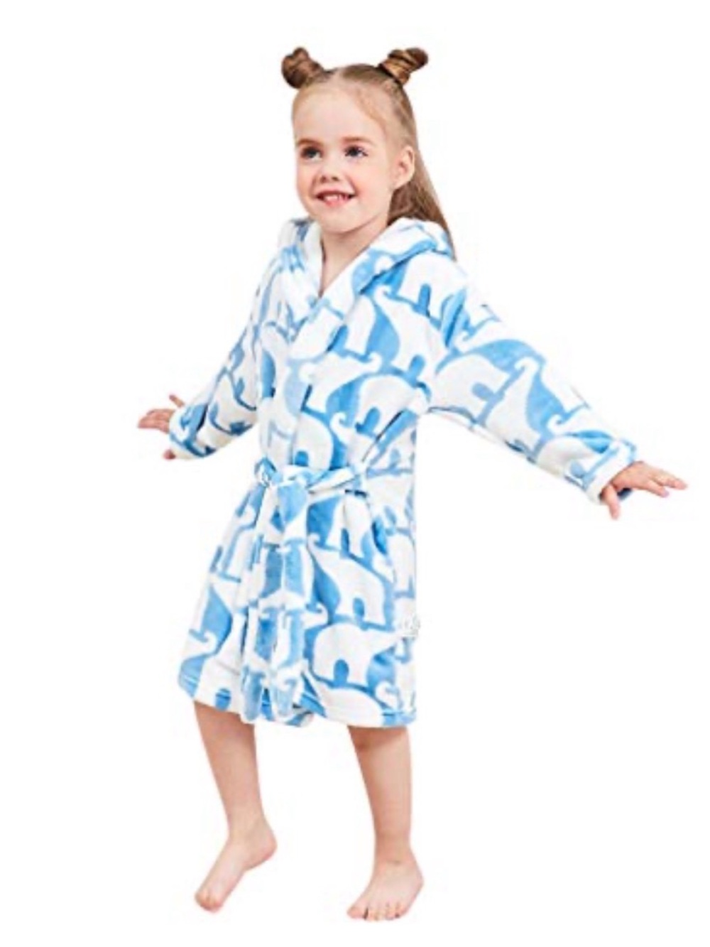 Soft Blue & White Polar Bear Hooded Kids Pajama Robe